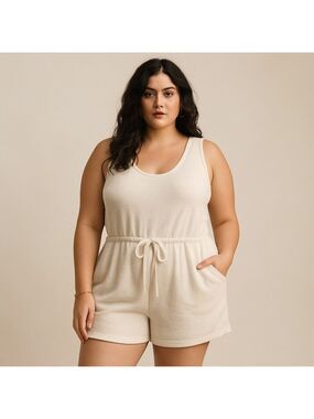 OLDNavy terrycloth Ecru shortall resort wear beach coverup summer vacation large